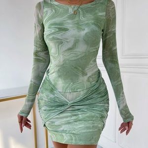 Long sleeve marble dress